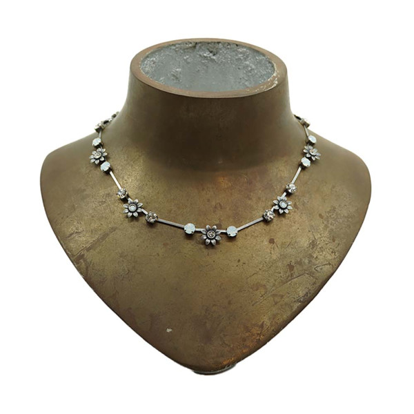 Collier "Blüte", antik versilbert